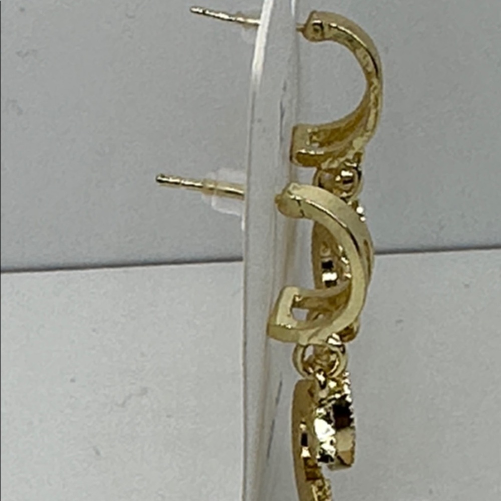 NWT Gold Crescent Rhinestone Earrings - Picture 4 of 4